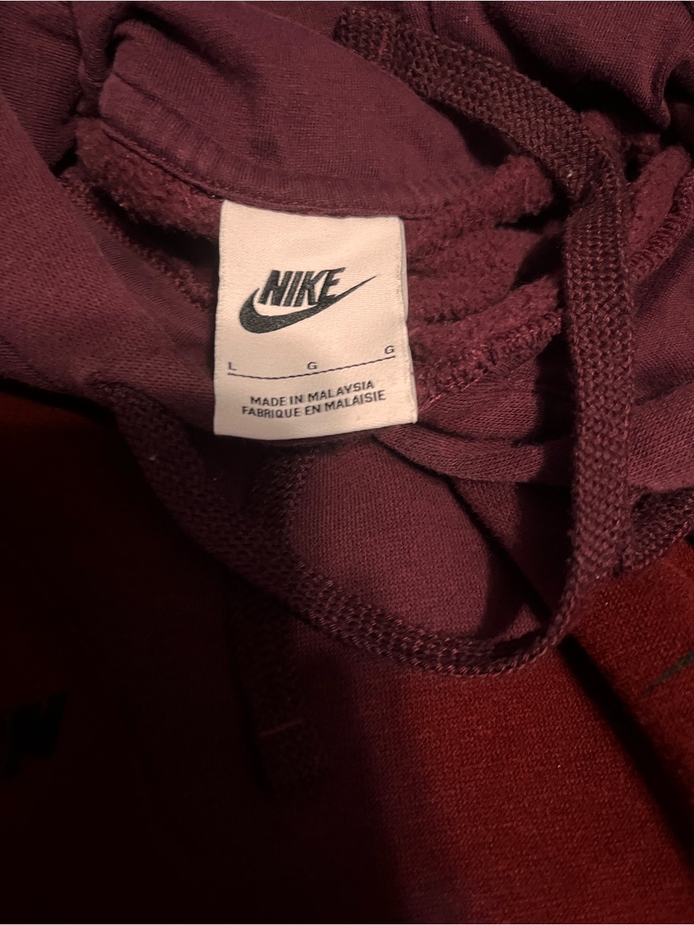 Nike Men's Maroon All-Over Logo Pullover Hoodie - Picture 3 of 4